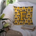 thumbnail image 3 of Letter F Football Black, Old Gold and White Fabric Decorative Pillow, 3 of 4