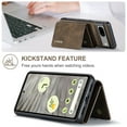 thumbnail image 3 of 2 in 1 Wallet Case for Google Pixel 7a, Retro PU Leather Cell Phone Back Cover Magnetic Detachable with Wallet Credit Card Cash Holder Kickstand for Google Pixel 7a, Coffee, 3 of 11