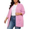 thumbnail image 3 of Vmvidoty Women's and Women's Plus Size Cardigan for Women 3/4 Sleeve Casual Open Front Light Cardigan Pink XL, 3 of 10
