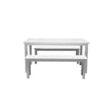 thumbnail image 3 of Benjara Felix 3 Piece Modern Dining Set, Crisp White Acacia Wood Frame, 6 Seater, 3 of 5