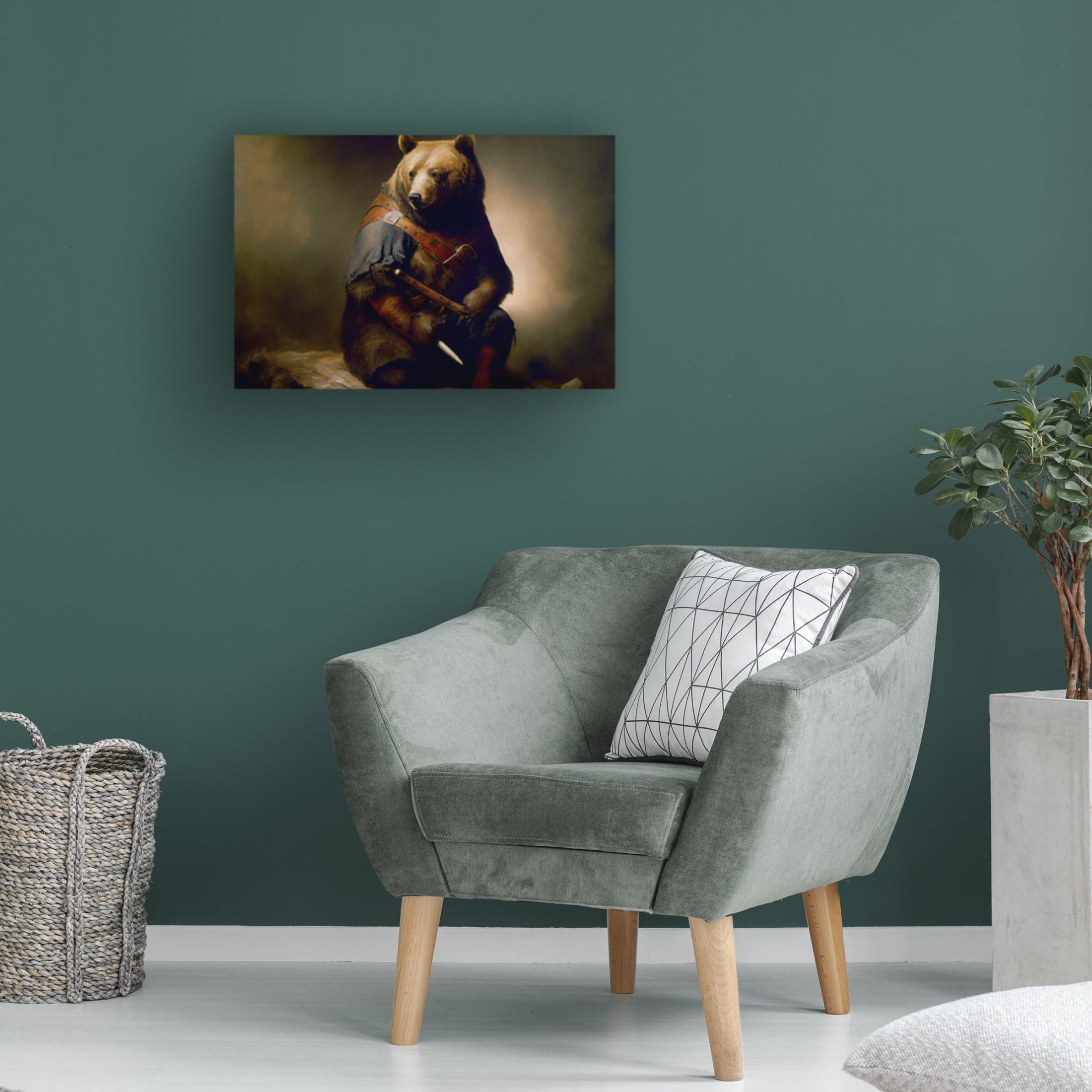 Canvas Wall Art - Sasha 'Warrior Bear I' Wall Art for Living Room, Bedroom, or Office Décor by Trademark Fine Art - 24 x 16 Inches