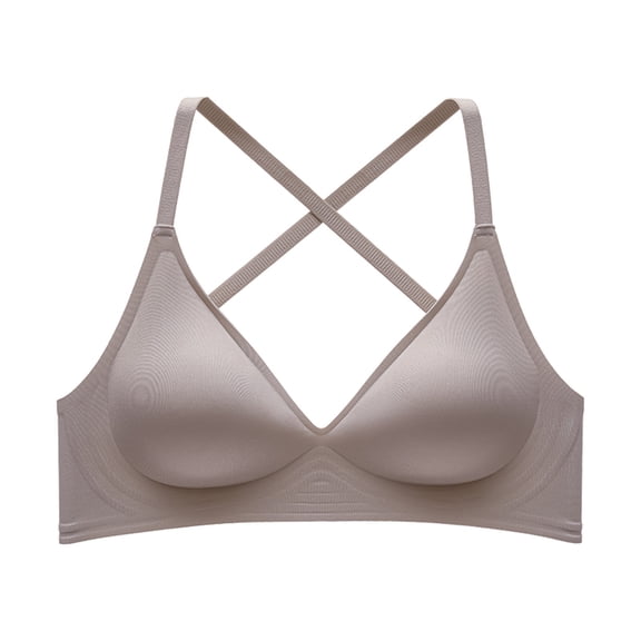 Nilvkv No Underwire Bras for Women, Push Up Bra, Solid Wireless Back Hook Backless Seamless Push Up Open Back Everyday Bra Gray 40BCD