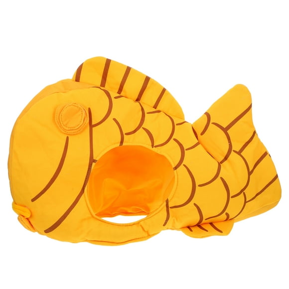 Tricorn Chapeau Taiyaki Jaune Court en Peluche 1Ensemble 19.3x11.8x1.6in