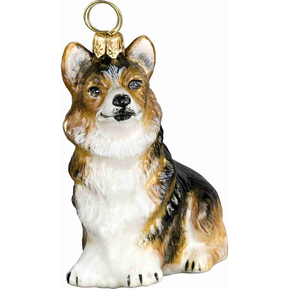 Sitting Tri Color Pembroke Welsh Polish Glass Christmas Tree