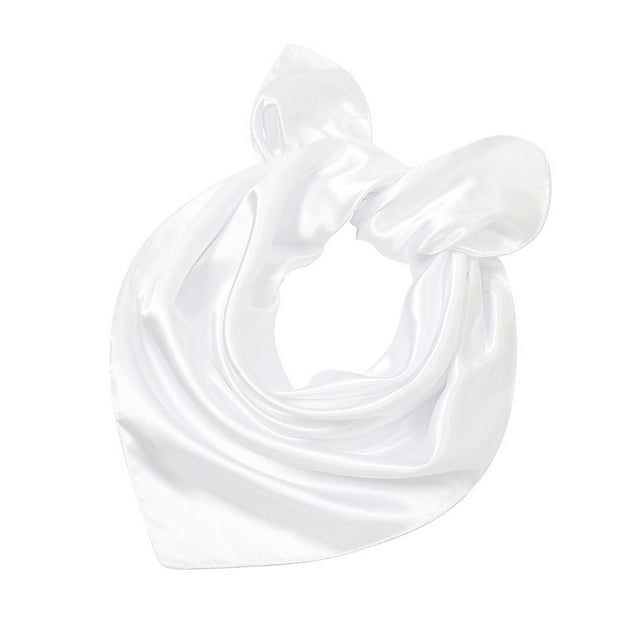 Zhuge Bufanda cuadrada de seda para mujer, bufandas de moda, ligeras, pequeñas, de color liso (blanco)