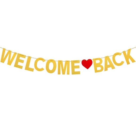 Niceauty Back-to-School Celebration Welcome Back Banner Golden Glitter Paper 1Set Back to School