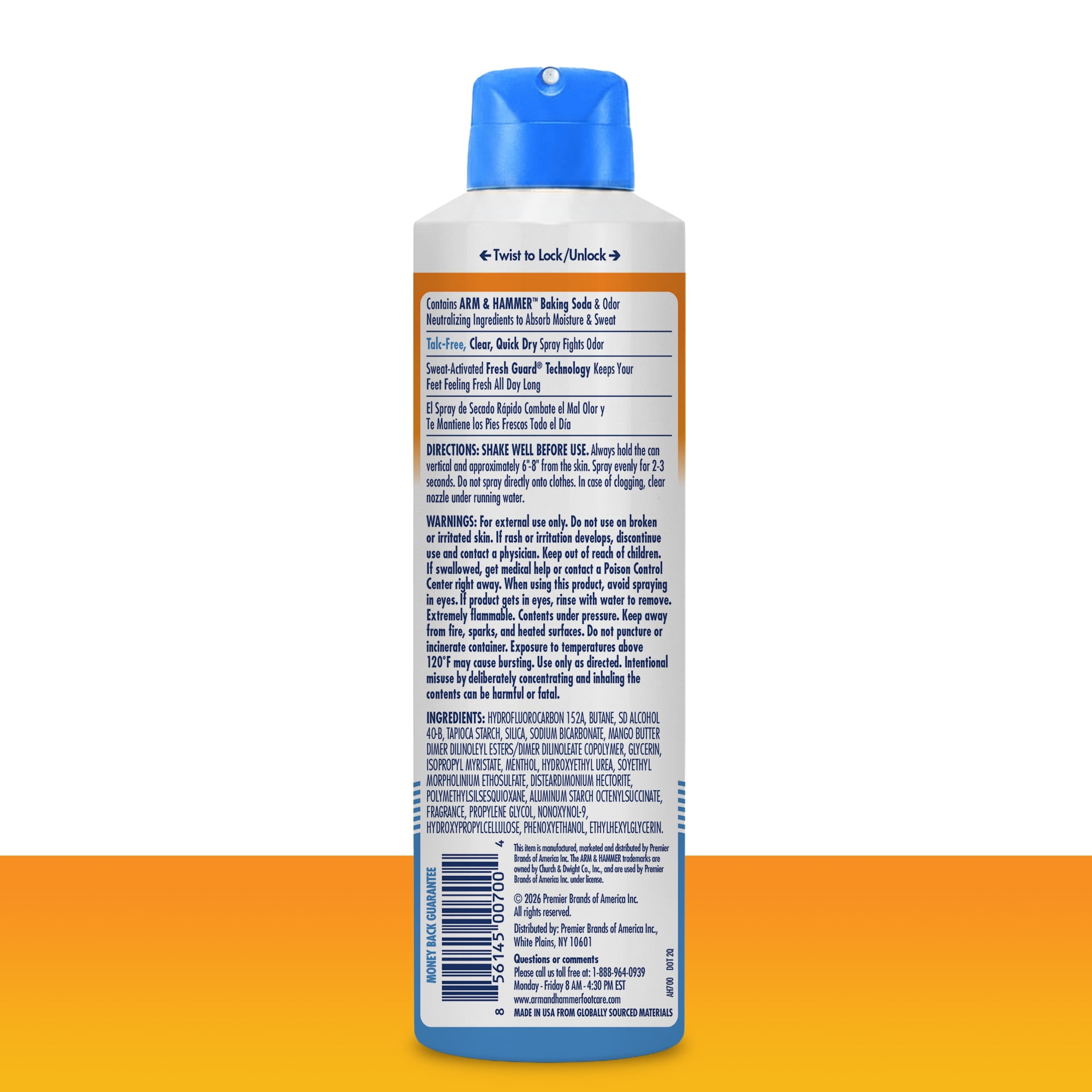 Arm Hammer Invisible Foot Powder Spray for Odor Control, 6 oz