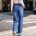 thumbnail image 3 of ClodeEU Women's Elastic Waist Wide Leg Jeans,Casual Loose Denim Pants with Pockets ,Women's S-XXL, 3 of 8