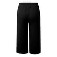 thumbnail image 4 of Capri Pants for Women Summer Baggy Comfy Straight Wide Leg Solid Elastic Waist Cropped Capris Soft Slacks(Black,XL), 4 of 7