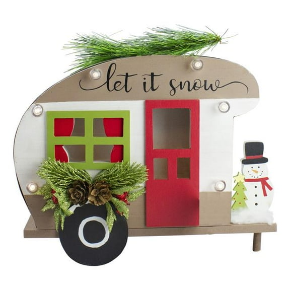 11.5 in. Battery Operated 3D RV Let It Snow Christmas Tabletop Decoration