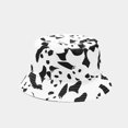 thumbnail image 3 of Nuevo sombrero con forma de cubo con estampado de vaca para mujer, sombrero para el sol de doble cara para exteriores, Gorras de pescador reversibles de verano para hombre, Gorras blancas y negras, 3 of 5