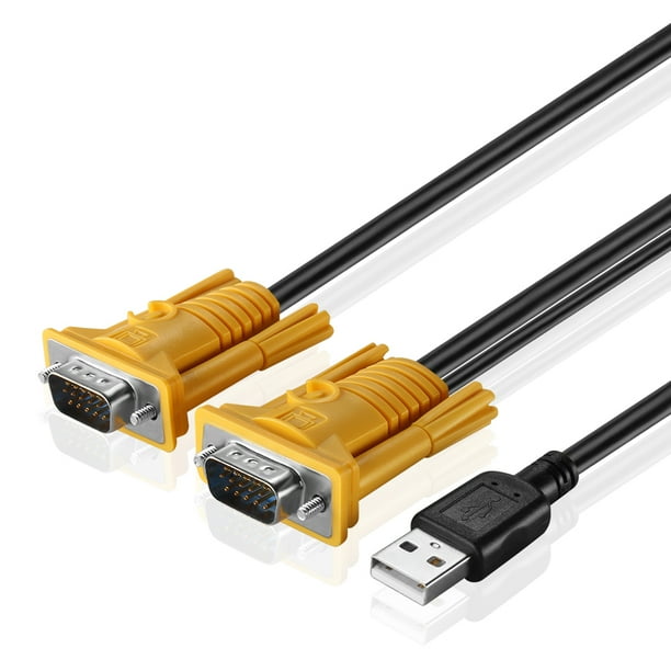 KVM Cable (5FT) KVM USB VGA Wire Cord Plug Male to Male 2in1 Kit