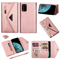 Dteck Crossbag Case For Samsung Galaxy Note 20 Ultra, PU Leather Wallet Lager Capacity Purse With Zipper Pocket, Flip Folio Stand Phone Cover with Wrist Strap / Shoulder Strap, Rosegold