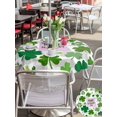 thumbnail image 4 of St Patricks Day Outdoor Tablecloth - 60 Inch Round Dining Table Cover, Shamrock Grey Green Spring Modern Leaf Waterproof Outdoor Table Cloth with Umbrella Hole & Zipper for Picnic/Patio/Party, 4 of 7