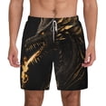 thumbnail image 2 of Picia Black And Gold Fire Dragon pattern Mens Swim Trunks with Compression Liner Stretch Beach Shorts Quick Dry with Zipper Pockets No-Chafing Board Shorts-Medium, 2 of 9