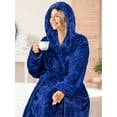 thumbnail image 5 of PAVILIA Women Hooded Plush Soft Robe | Fluffy Warm Fleece Sherpa Shaggy Bathrobe (L/XL, Royal Blue), 5 of 7