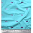 thumbnail image 1 of Soimoi Tissu en Voile de Coton Bleu Imprimé Cerises & Pois pour Couture au Mètre 56 Pouces de Large, 1 of 3