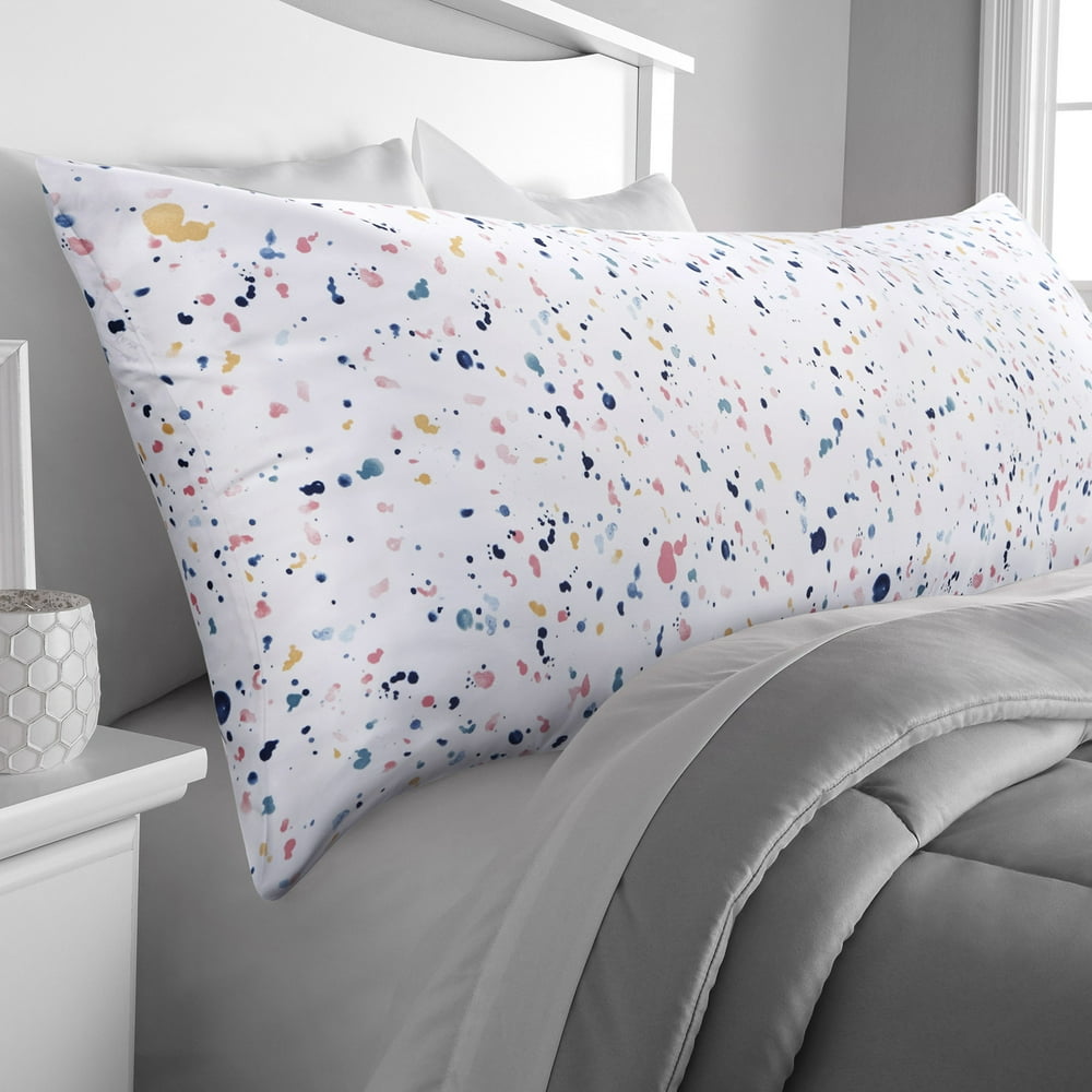 Mainstays Woven Microfiber Printed Dots Body Pillow Cover Stain