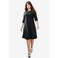 thumbnail image 5 of Roaman's Women's Plus Size 3/4 Sleeve Boatneck Swing Dress, 5 of 6