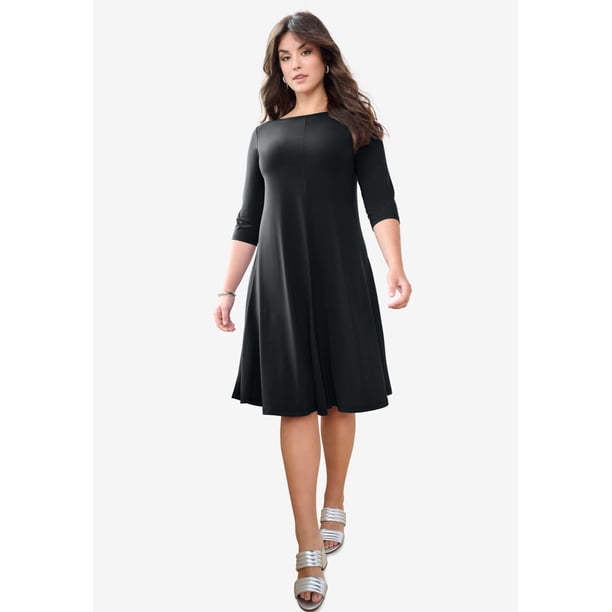Roaman's Women's Plus Size Petite Ultrasmooth Plus Size Boatneck Swing Dress - Walmart Business Supplies Roaman's Women's Plus Size Petite Ultrasmooth Plus Size Boatneck Swing Dress - Walmart Business Supplies