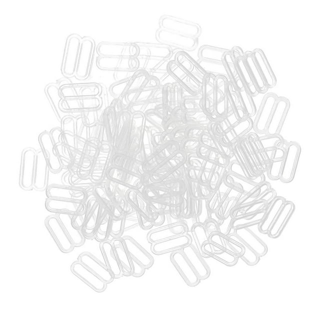 100 Pieces Bra Strap Adjustment Adjuster Slider Buckle Hooks Bikini Fastener - Clear, 15mm