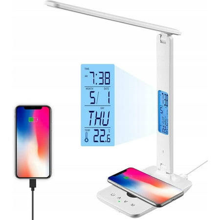 Alarm Clock with Eye Protection Desk Lamp and Wireless Phone Charging TX26C