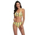 thumbnail image 3 of Lu's Chic Women's Two Piece Swimsuit Sexy Bikini Cheeky Mid Rise Swimming Beach Adjustable Backless Swimwear Yellow 12, 3 of 4