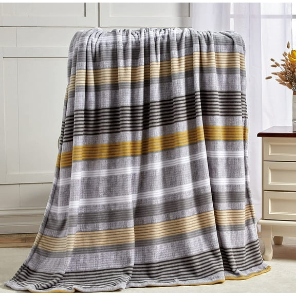 Mocassi Breathable Fleece Throw Blanket, 50 x 60 inches, Perfect for Lounging and Home Decor, All Season Suitable, Brea Stripe Throw