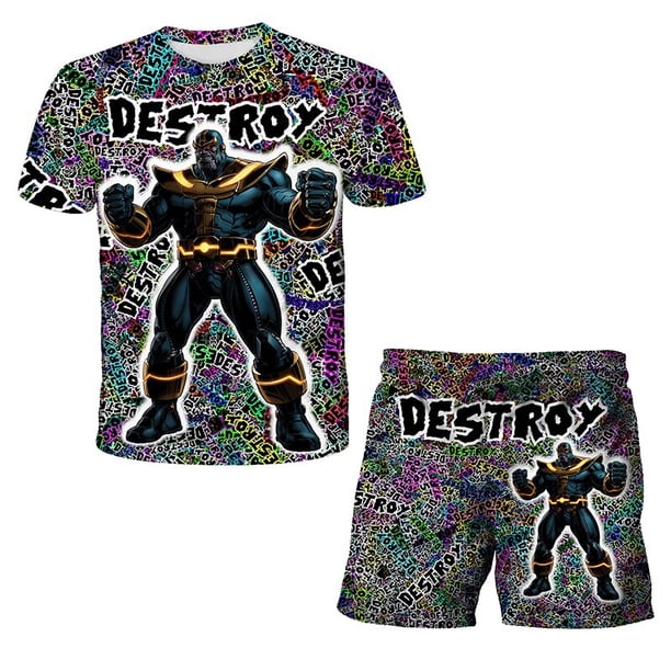 Marvel Hulk Boys T-shirt Kids Top Shorts 2 Pcs Sets Superhero Captain Americ Spiderman T-Shirts Children Cartoon Clothing Sets3T Gong Bohan LED