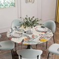 thumbnail image 5 of Farmhouse Flowers Round Tablecloth for 45-54 Inch Tables,Fitted Table Cover with Elastic Edge,Vintage Pastoral Botanical Floral Waterproof Outdoor Table Cloth Protector for Patio Garden Dinner Picnic, 5 of 9