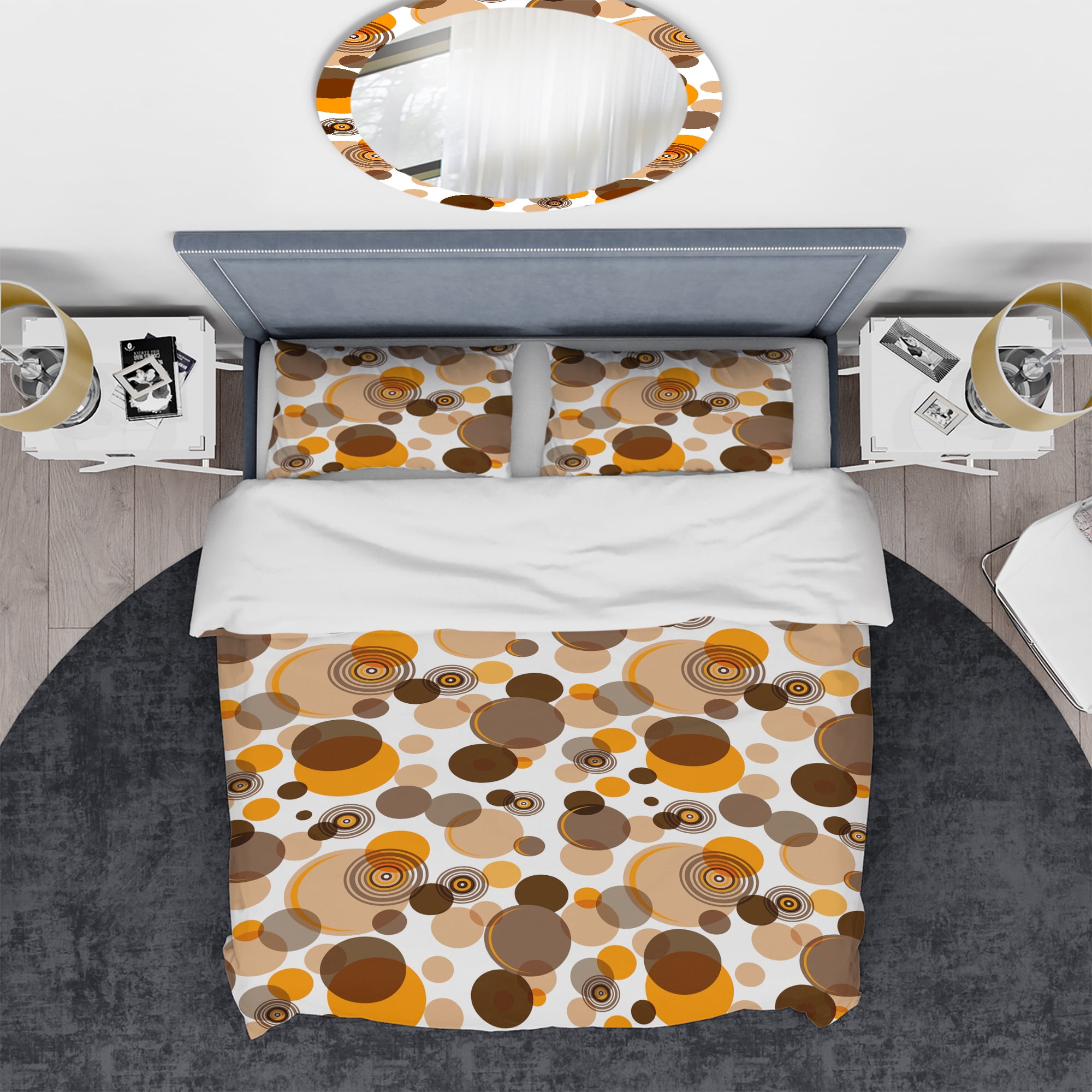 Designart 'Orange and brown retro circles' Vintage Duvet Cover Set