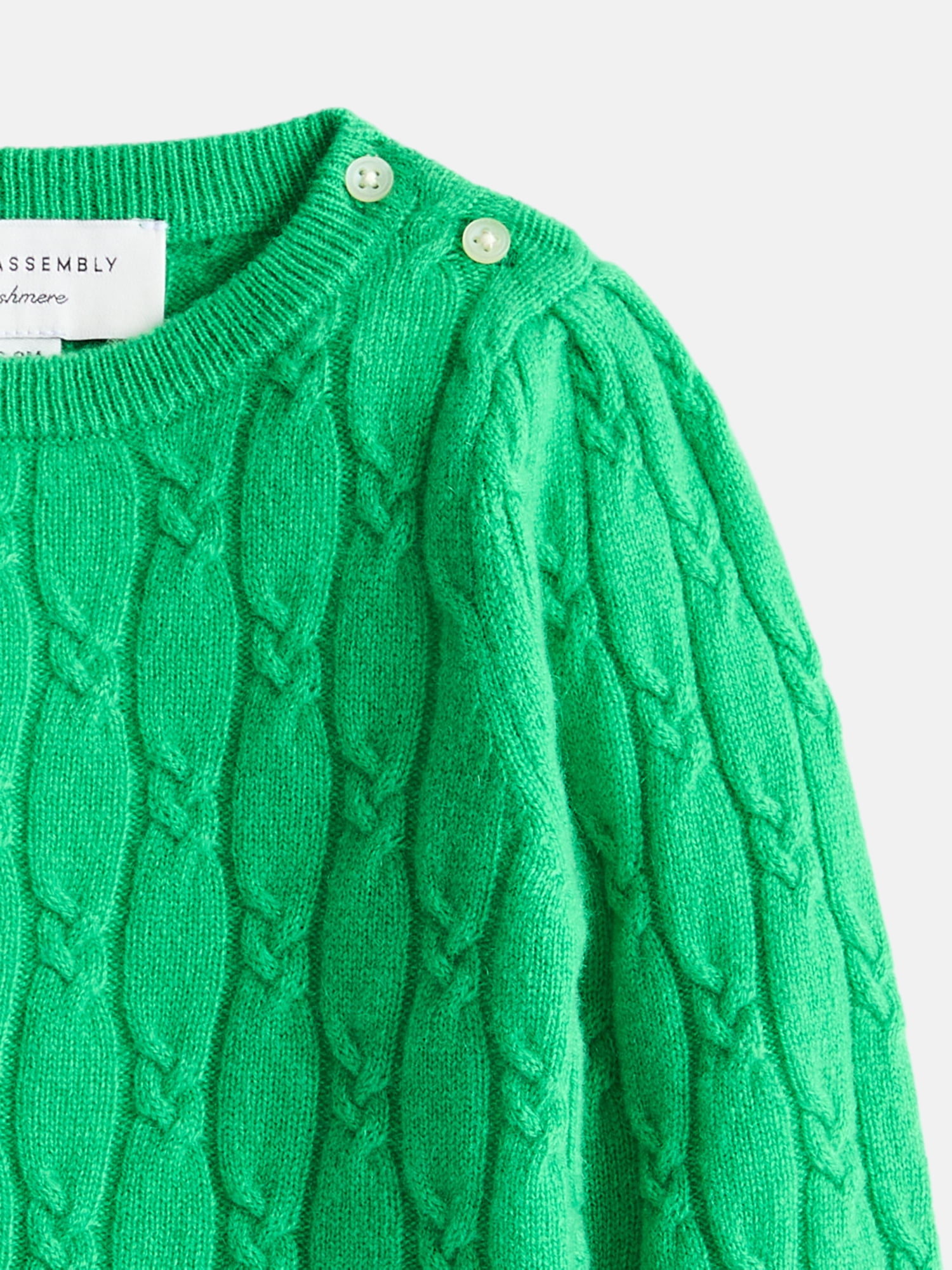 Free Assembly Baby Girls' Cashmere Cable Knit Sweater with Puff Sleeves, Sizes 6/9M-18M