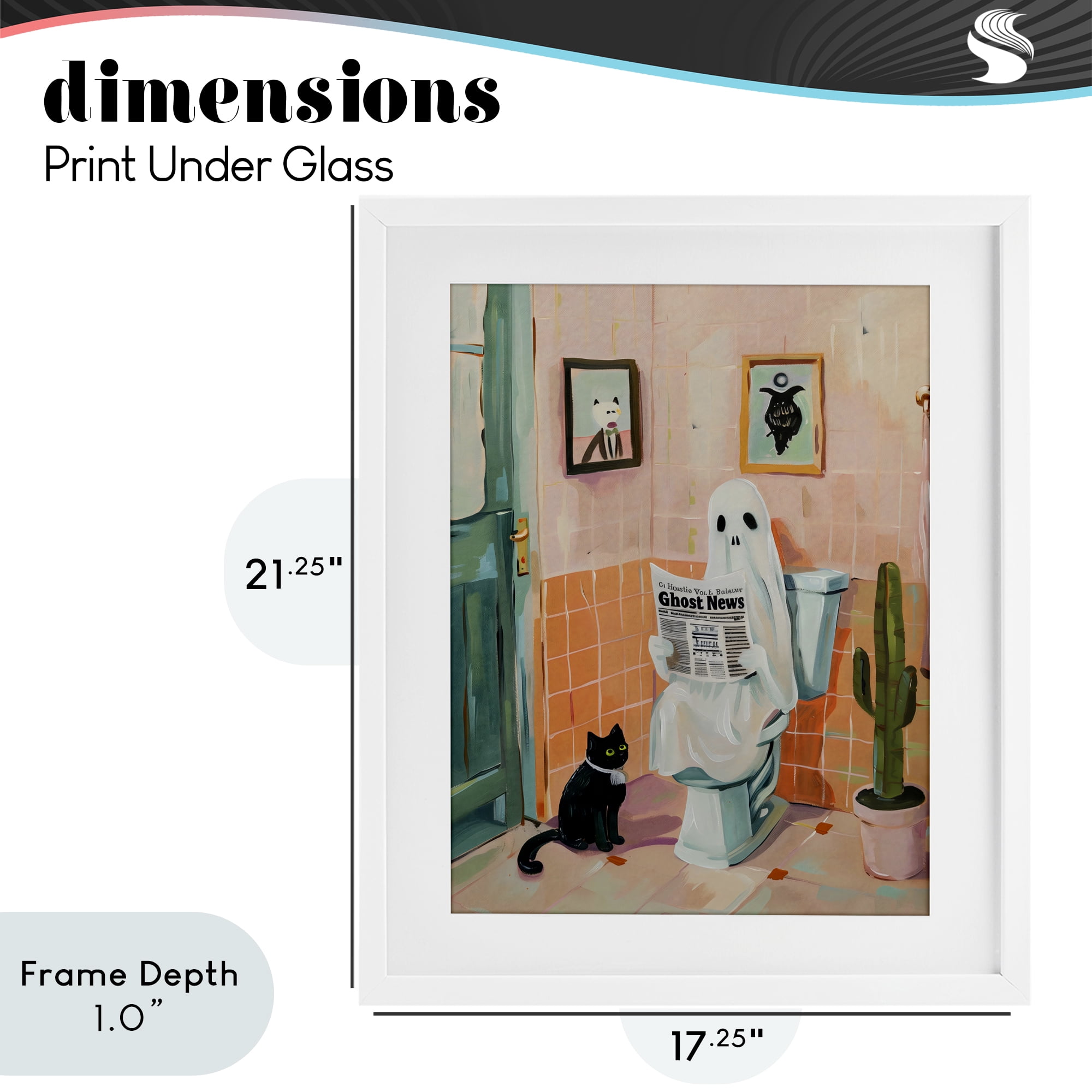 Stupell Industries Ghost Reading Newspaper White Framed Print Under Glass, design by The Prints Vibe