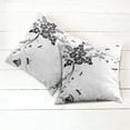 thumbnail image 6 of Ambesonne Dragonfly Throw Pillow Cover 2 Pack, Fern Plants Floral, 16", Black White, 6 of 7