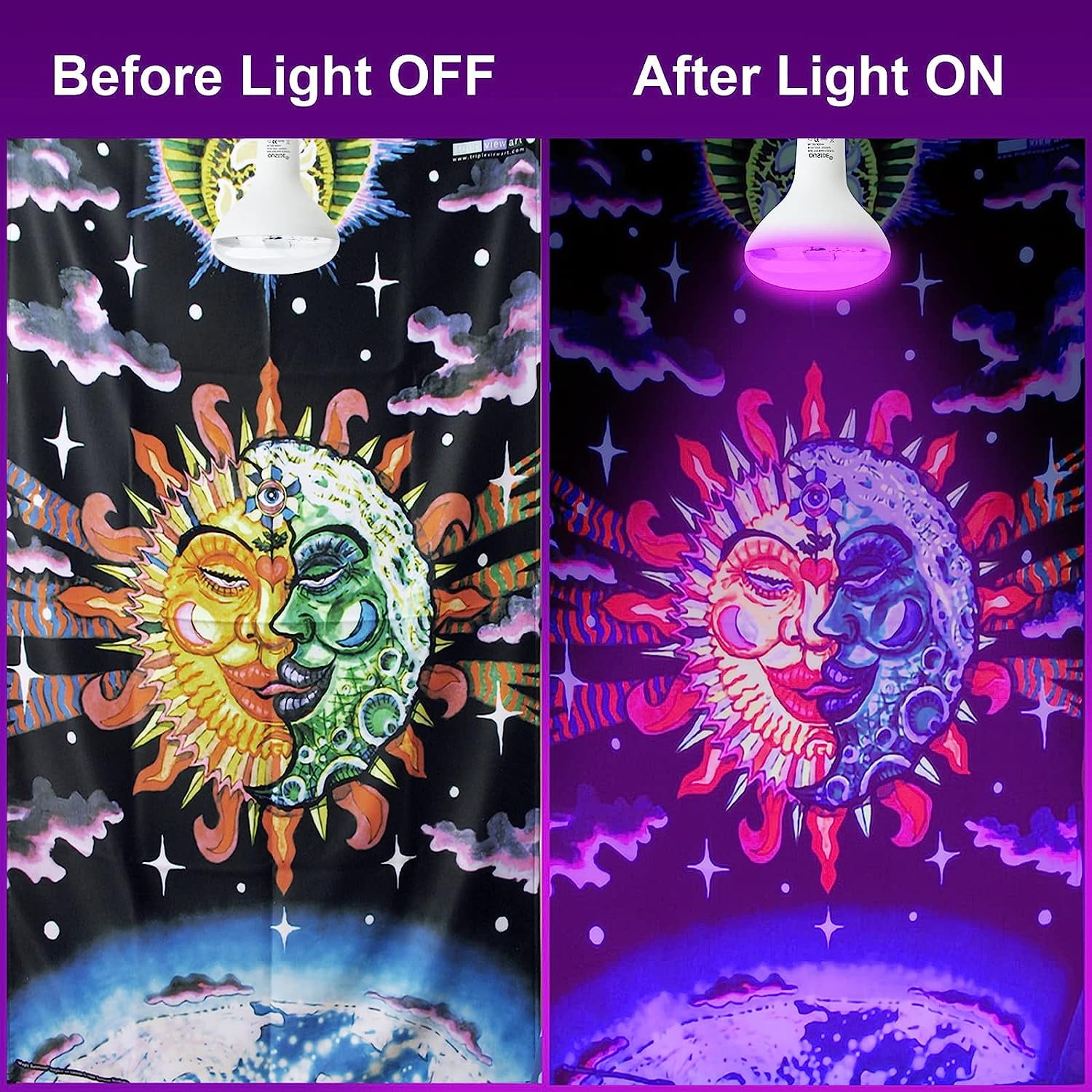 Ouside UV Black Light Bulb,E27/E26 UV Bulb 15W Light Bulbs,395-400nm Black Light Lamp UV-a Blacklight Bulb Purple Light Lighting