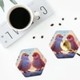 thumbnail image 4 of Fuzoiu Heart Sky Bird Couple Print Leather Coasters Set,Drink Coasters Set of 4,for Tabletop Protection, Durable PVC Coasters,Home Décor and Housewarming Gift-Hexagon, 4 of 6
