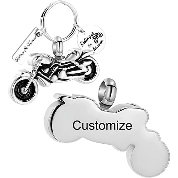 Motorcycle Urn Keychain for Ashes Keepsake Urn Key Ring for Human/Pet Ashes Cremation Jewelry