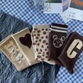 thumbnail image 4 of Calcetines marrones cafés calcetines medianos para niños letra c calcetines largos castaños (5 pares), 4 of 5