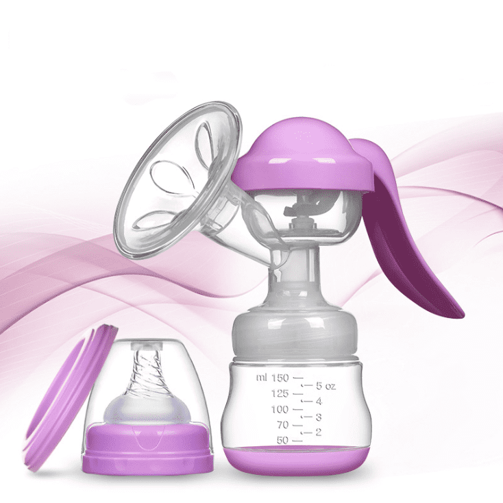 Breast Pump, Manual Breastfeeding Pump with 150ml Milk Bottle, Comfortable Hand Silicone Pump