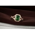 thumbnail image 5 of Halo Art Deco Infinity 2 Carat Green Emerald 7x5mm Emerald Cut And Moissanite Diamond Engagement Ring for Her in 10k Rose Gold, 5 of 5
