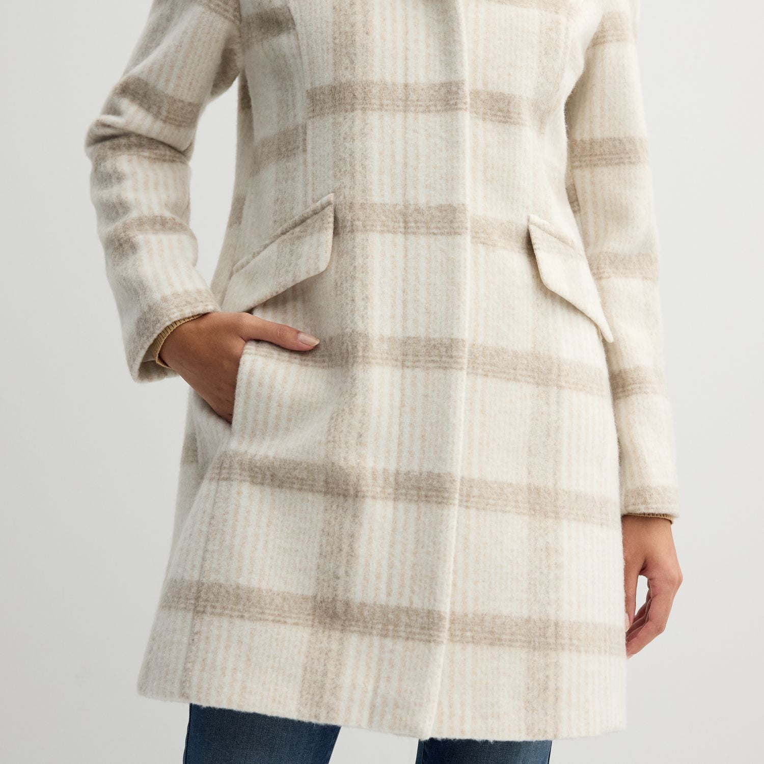 Women's Nine West Faux-Wool Zip Front Coat Color: Gray Size: X