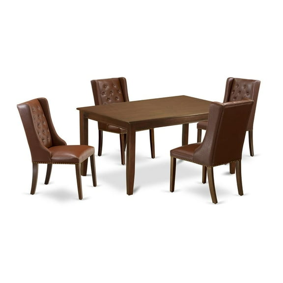 East West Furniture Dudley 5-piece Wood Dinette Set in Mahogany