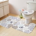 thumbnail image 2 of Gray Shell Coral Bath Mat 3 Piece Bathroom Rug Set, Coastal Summer Beach Nautical Ocean Non Slip Bath Rug Contour Mat and Toilet Lid Cover, Absorbent Shower Mats Soft Bath Rugs and Mats Sets, 2 of 8