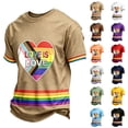 thumbnail image 2 of Men's Love Is Love Rainbow Heart Pride Graphic T-Shirt Short Sleeve Casual Shirt Crew Neck Tees, 2 of 5