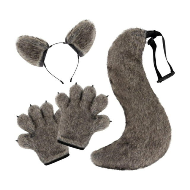 Conjunto de orejas y cola Strade Fareast Limited para Niños y Adultos Gris