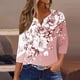 thumbnail image 1 of TaTaai Casual Printed Shirt for Women V-Neck Button Front 3/4 Sleeve Loose Fit Blouse Fashion Unstructured Print Soft Comfortable Top for Spring Summer Daily Gift, 1 of 6