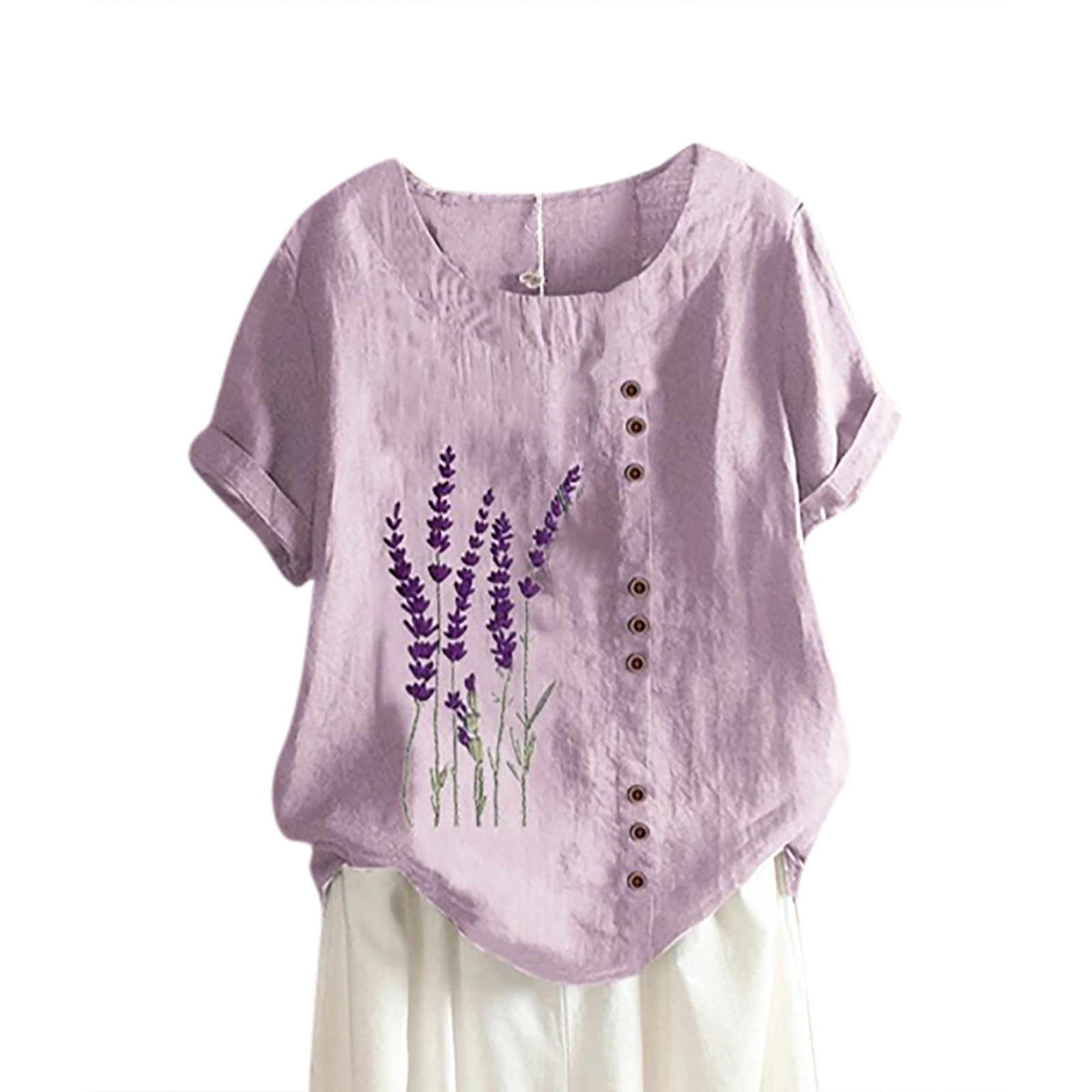 Floral Print Tees Comfy Tunic Blouses 