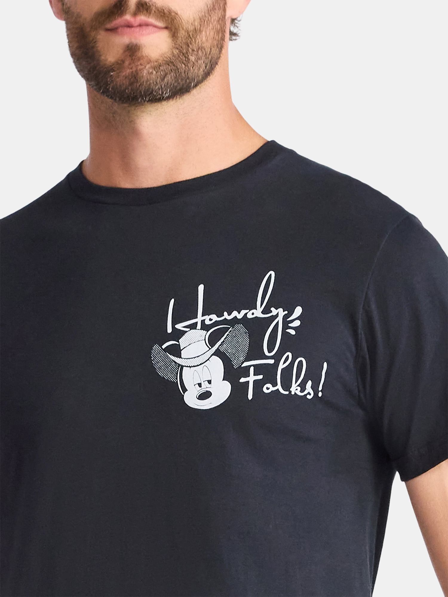 Disney Mickey Mouse Howdy Folks Men's and Big Men's Graphic Tee, Sizes S-3XL