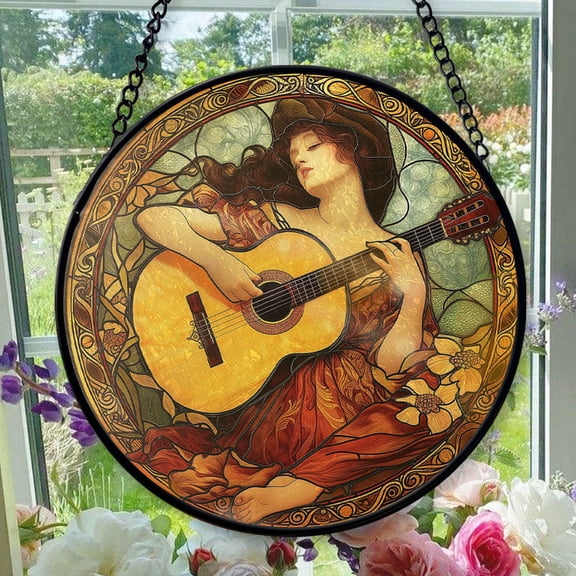 Hanging Stained Glass for Windows Nouveau Vitrail Femme - Stained Glass for Windows Nouveau Vitrail Femme, Festival Gift Ornament, Brightens Any Space with Light