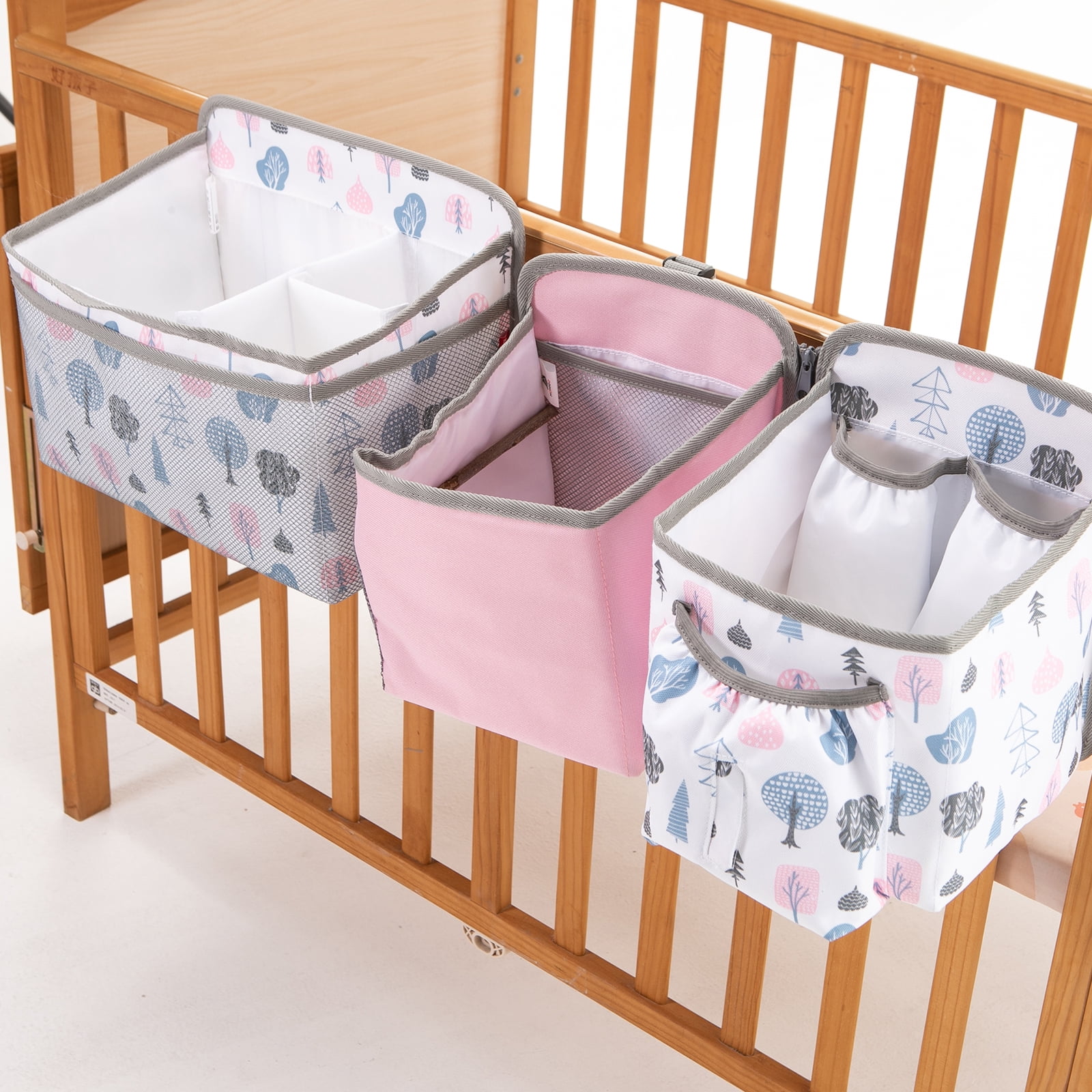 Baby Stroller Organizer Bag Bedside Caddy Diaper Storage Bin Hanging Storage Bag for Baby Bed/Baby Cart